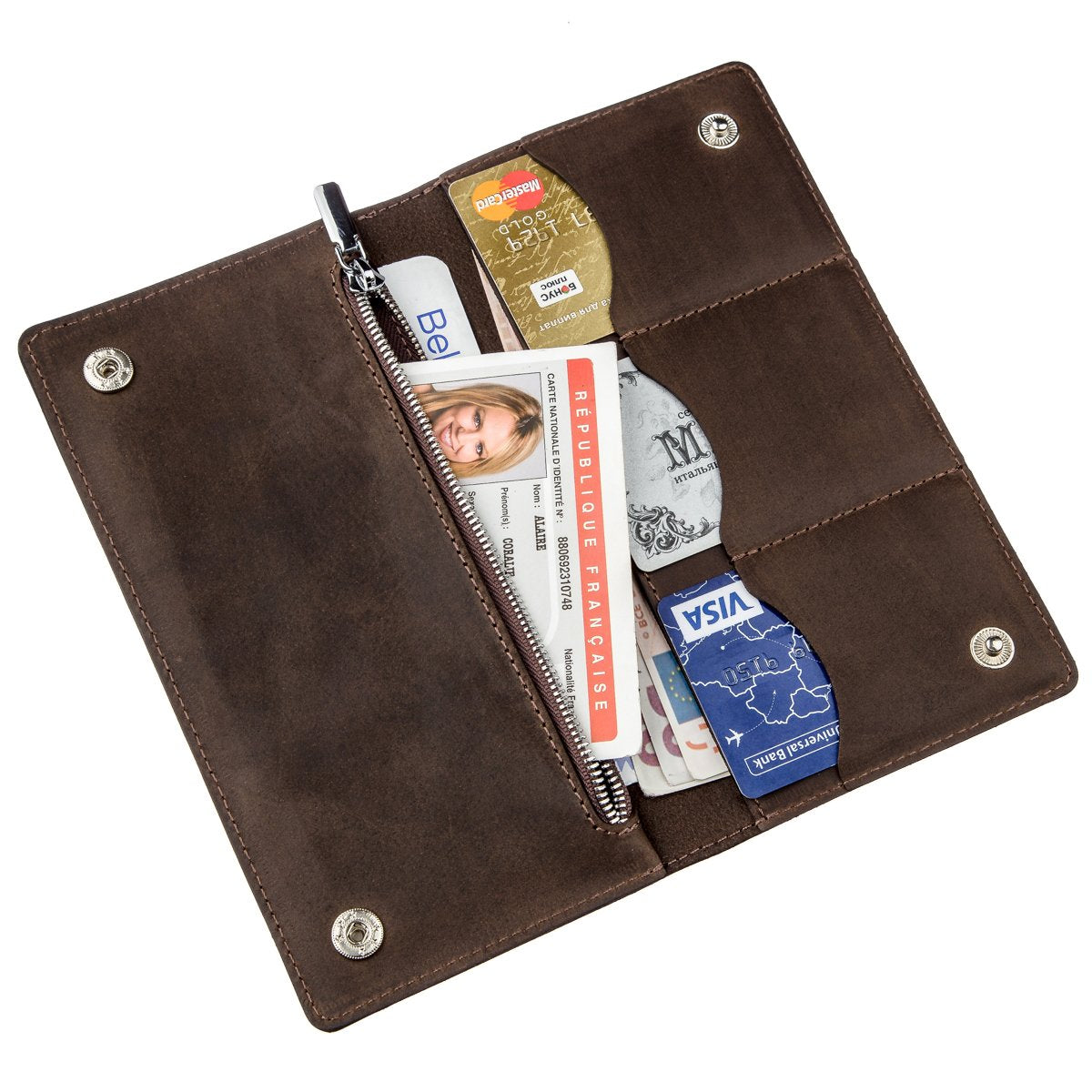 Vertical Men's Wallet SHVIGEL 16198 Brown Matte Genuine Leather Made in Ukraine