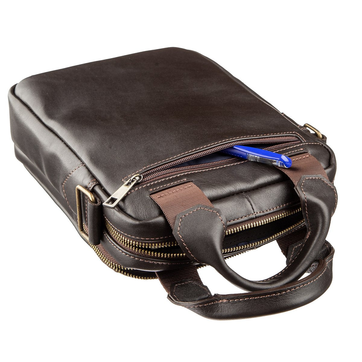 Men's Leather Bag SHVIGEL 11183 Smooth Brown Genuine Leather Ukraine