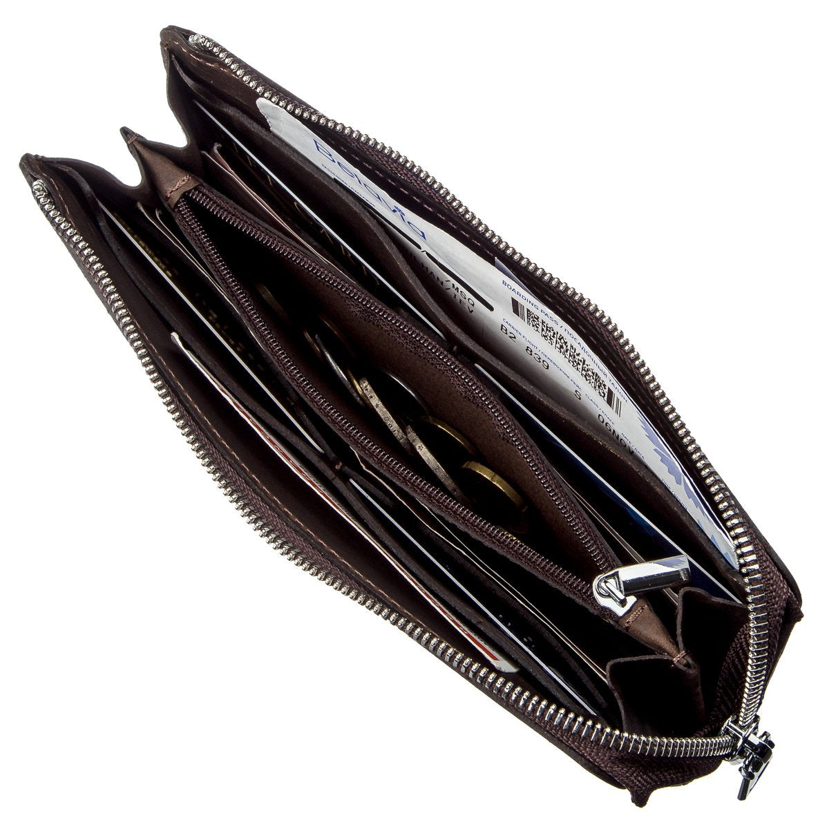 Men's Matte Leather Clutch SHVIGEL 16189 Brown Authentic Ukrainian Design Natural Leather
