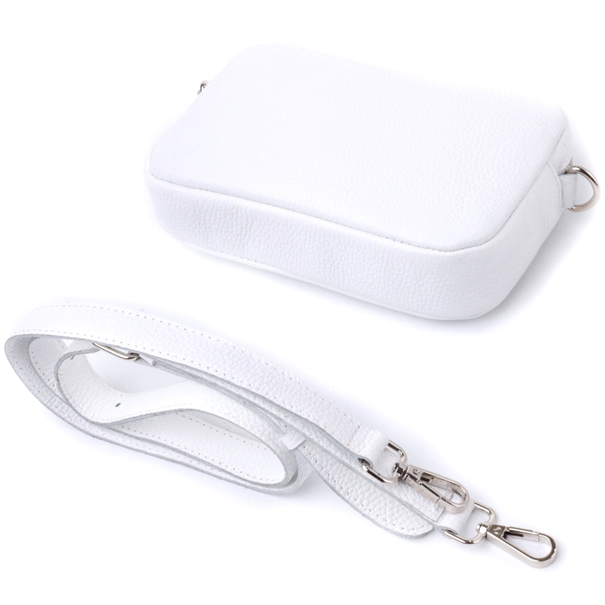 Universal Classic Crossbody Bag by SHVIGEL 22840 in White Natural Leather