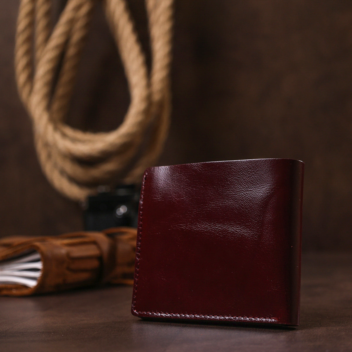 Stylish Leather Wallet SHVIGEL 16442 Burgundy Natural Leather Quality Finish