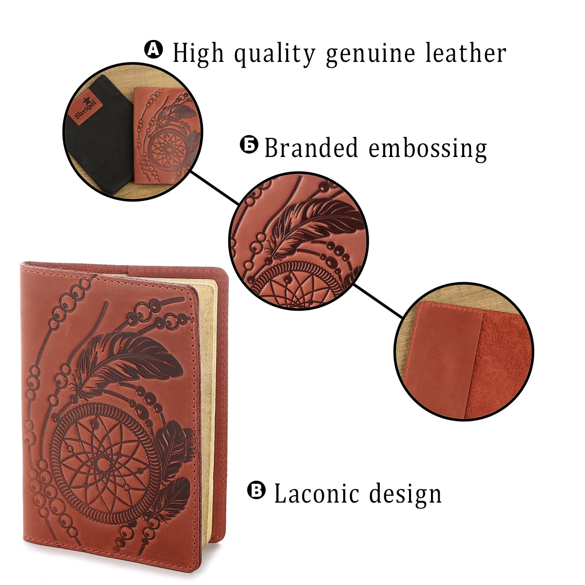 Exclusive Vintage Leather Passport Cover by SHVIGEL 13792 in Red - Crafted from Natural Leather, Made in Ukraine