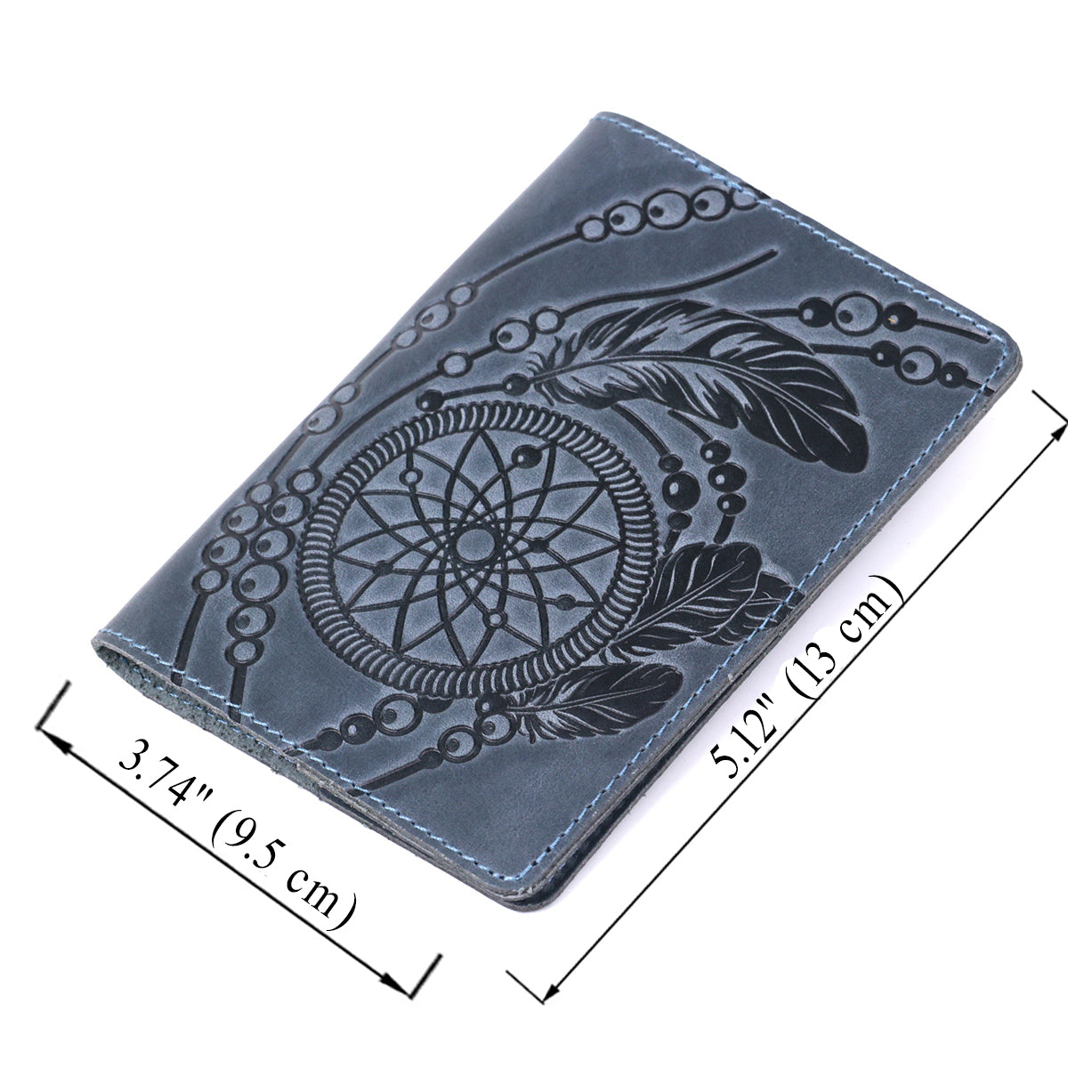 Passport Cover SHVIGEL 13795 Blue Genuine Leather - Ukrainian Craftsmanship