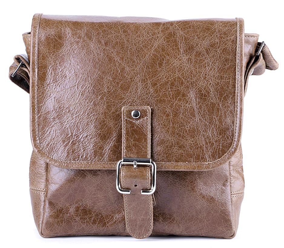 Leather Bag SHVIGEL 00918 Brown Genuine Cowhide Handmade in Ukraine