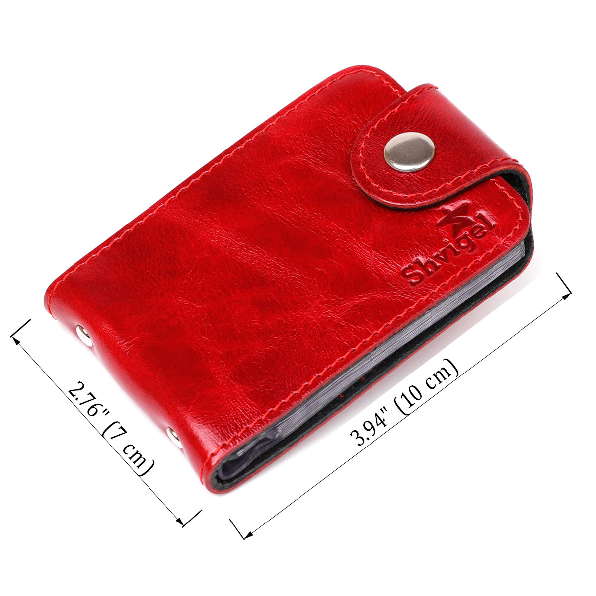 Horizontal Business Card Holder SHVIGEL 13913 Leather Red Natural Leather, Ukraine