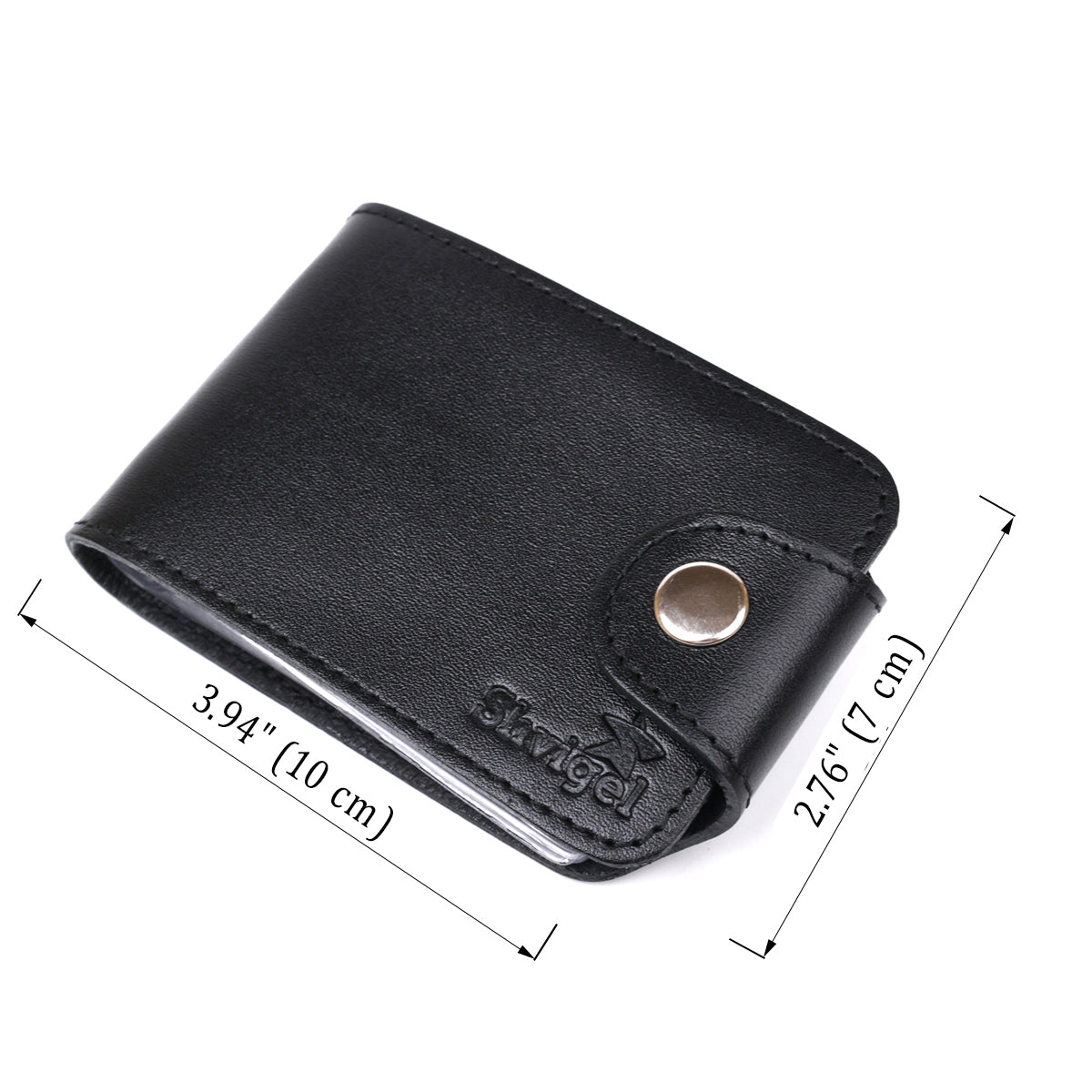 Horizontal Business Card Holder SHVIGEL 13915 Black Leather Made in Ukraine