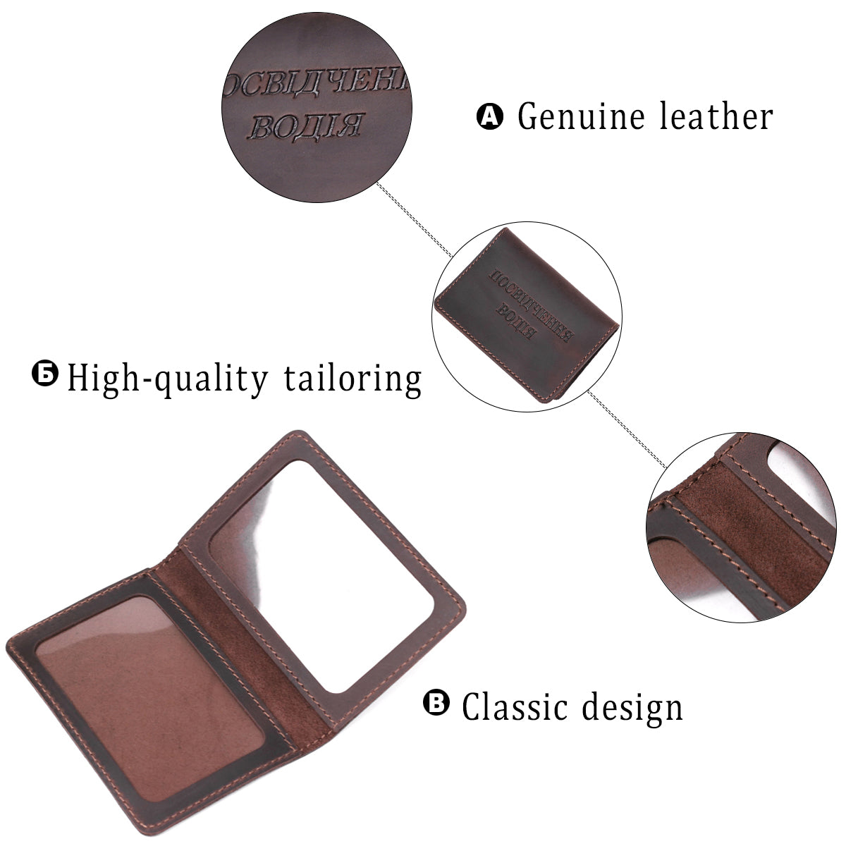 Driver's License Holder SHVIGEL 13925 Genuine Leather Brown Made in Ukraine