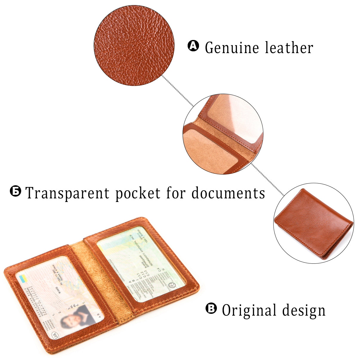Driver's License Cover SHVIGEL 13928 Leather Rust Color Made in Ukraine