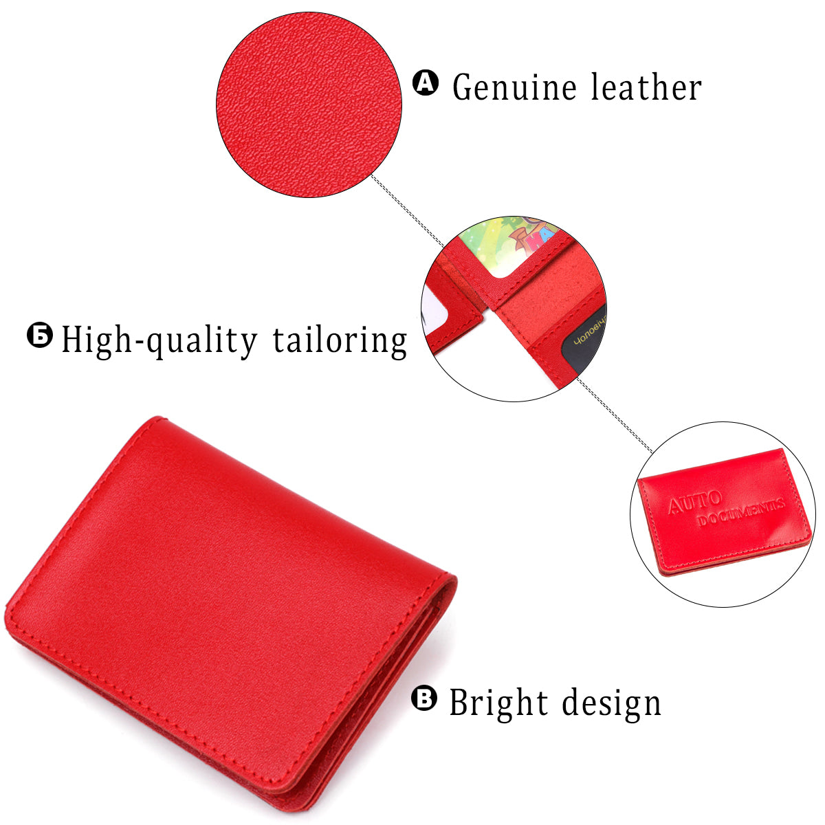 Leather Document Holder for Auto - SHVIGEL 13965 Red, 3 Slot Design, Driver's Use - Ukraine