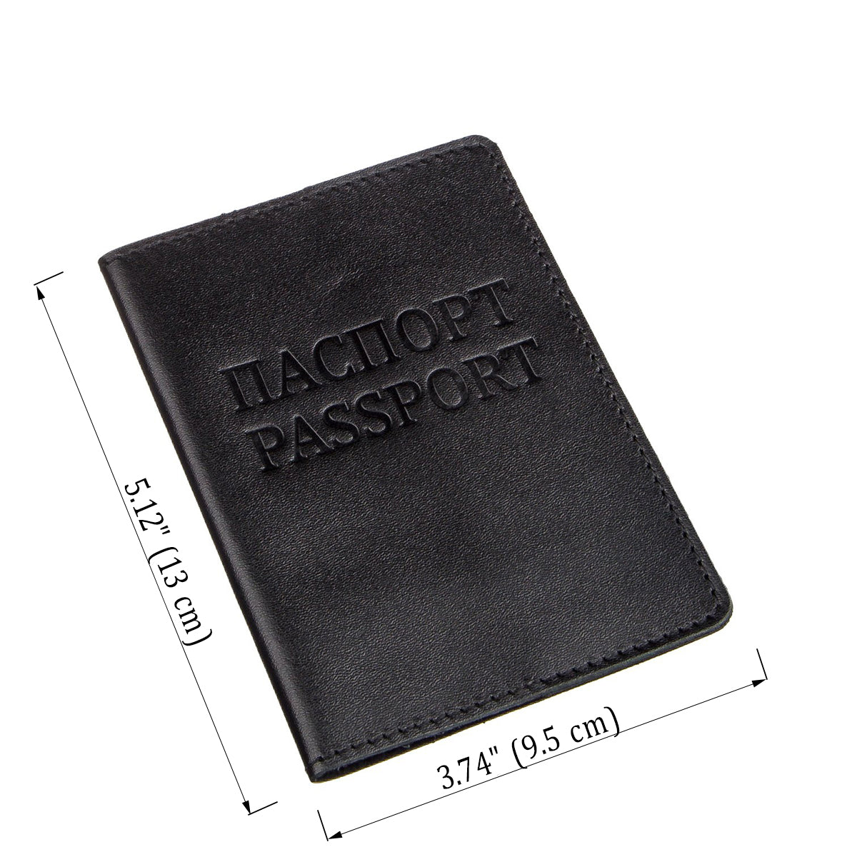 Leather Passport Cover SHVIGEL 13977 Black Made from Natural Leather for Passport Use