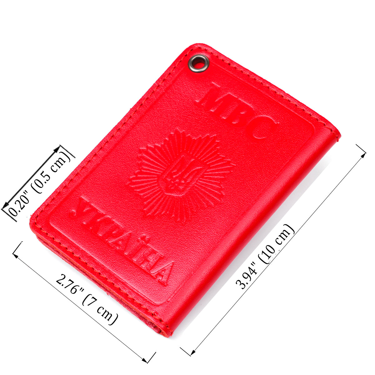 Compact Document Cover SHVIGEL 13978 Red Genuine Leather for MVS Ukraine