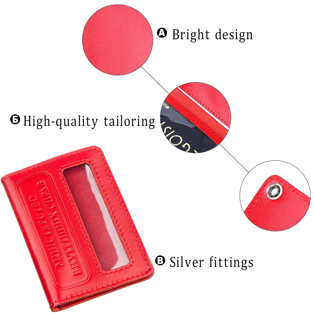 Compact Document Cover SHVIGEL 13978 Red Genuine Leather for MVS Ukraine