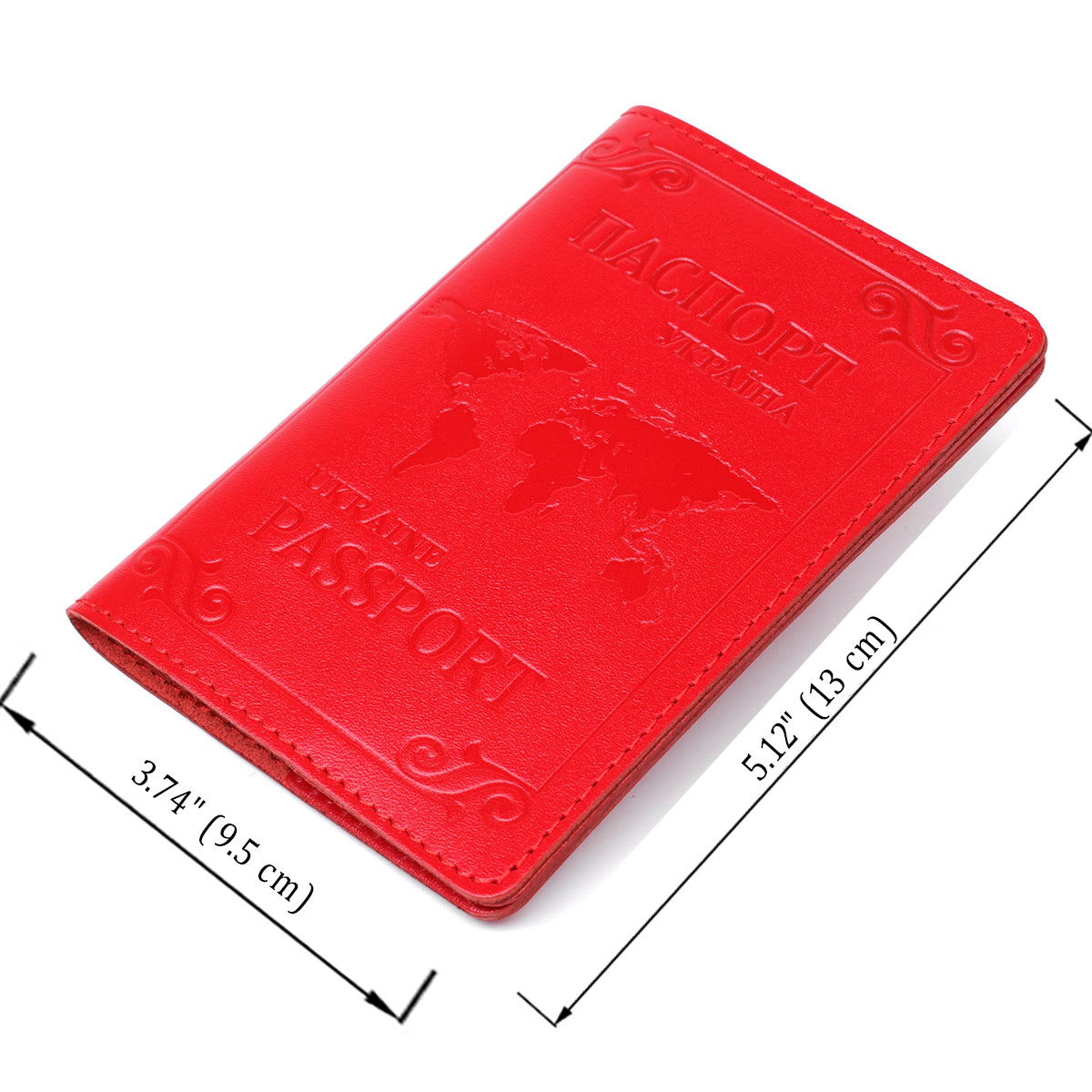 Leather Passport Cover with Card Slot and Frame by SHVIGEL 13981 Red, Genuine Leather