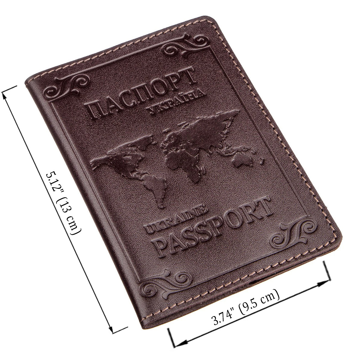 Leather Passport Holder with Card and Frame SHVIGEL 13983 Brown Natural Leather for Passport from Ukraine