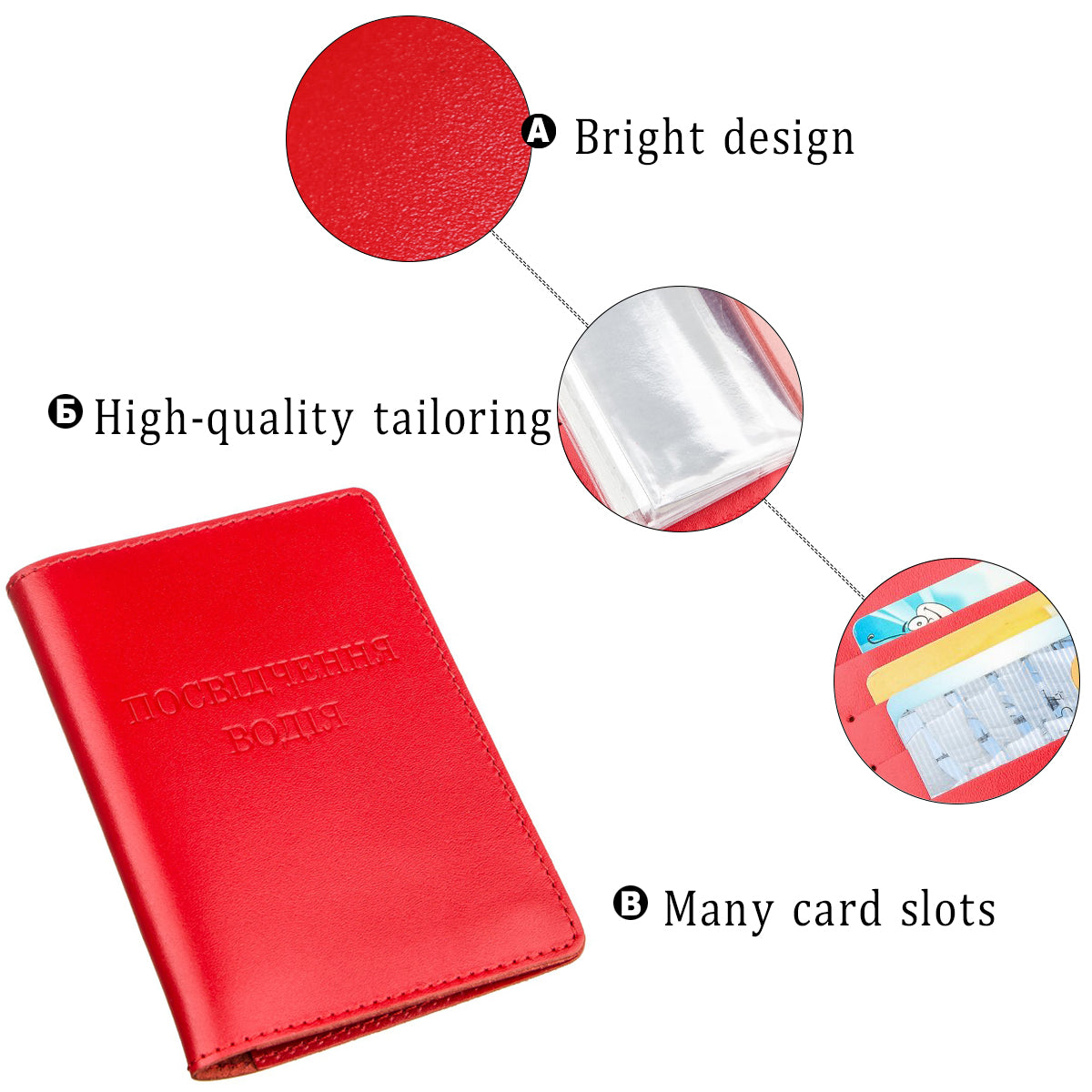 Large Driver Document Cover by SHVIGEL 13984 in Red, Made of Natural Leather