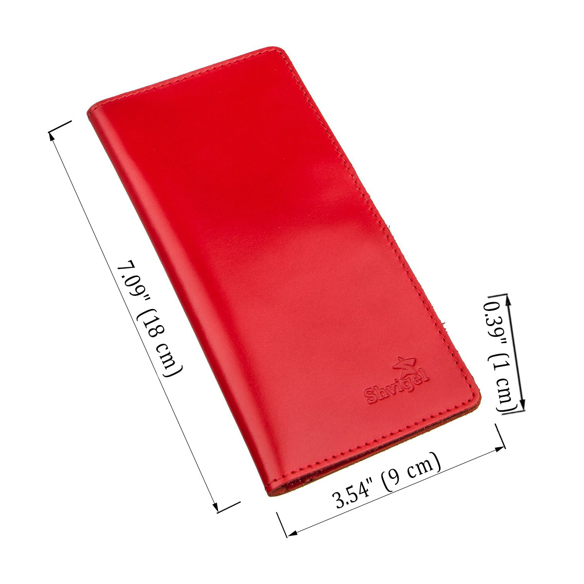 Vertical Wallet SHVIGEL 13990 Red Made of Genuine Leather from Ukraine