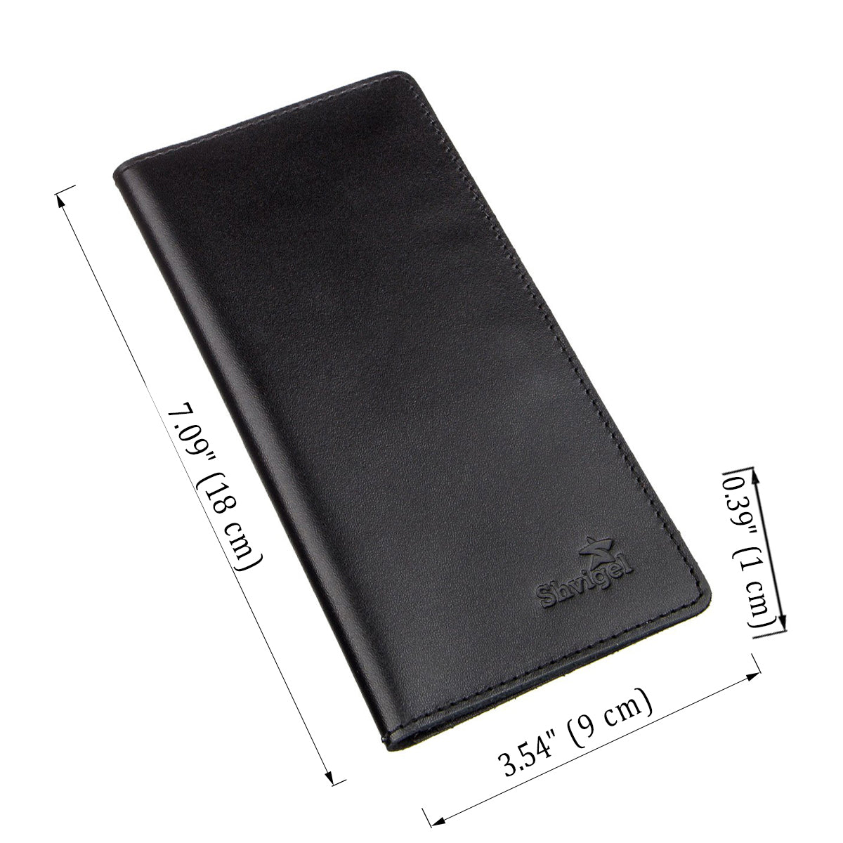 Vertical Leather Wallet SHVIGEL 13991 Black Genuine Leather with Slim Design