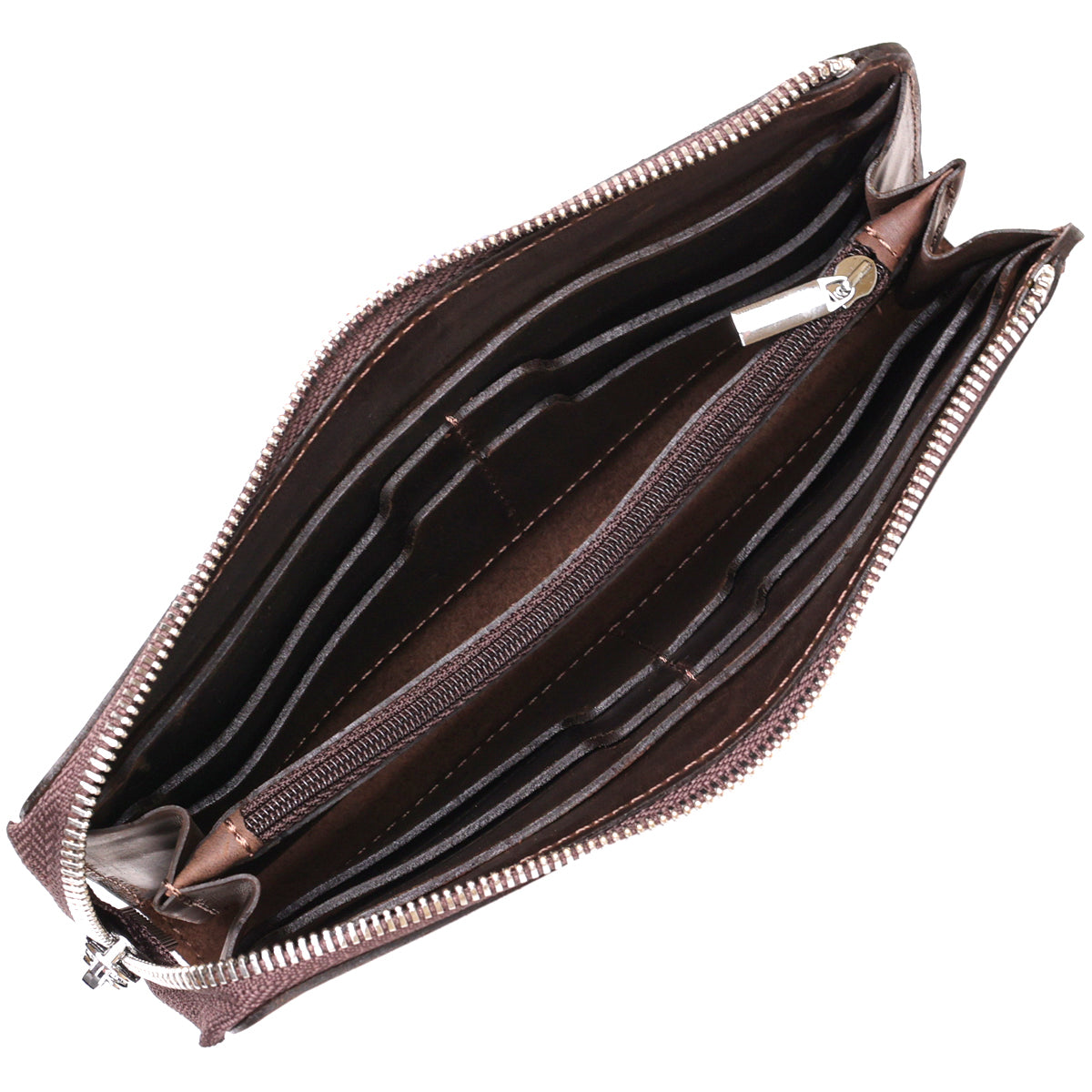 Men's Matte Leather Clutch SHVIGEL 16189 Brown Authentic Ukrainian Design Natural Leather