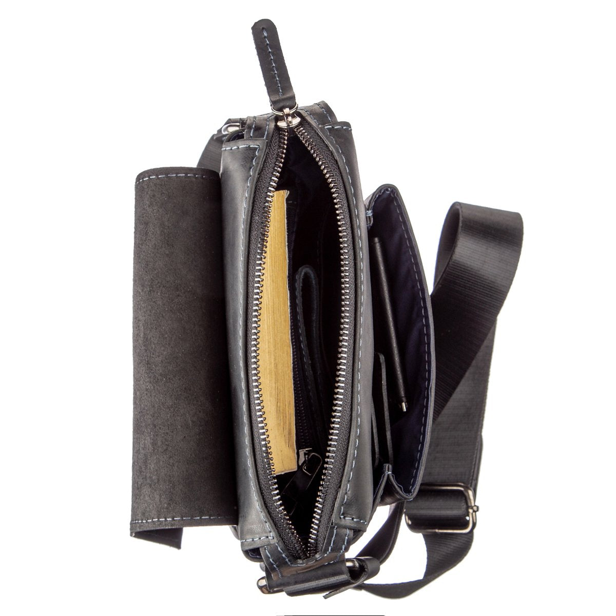 Men's Matte Leather Bag SHVIGEL 11173 Black Natural Leather Stylish Design