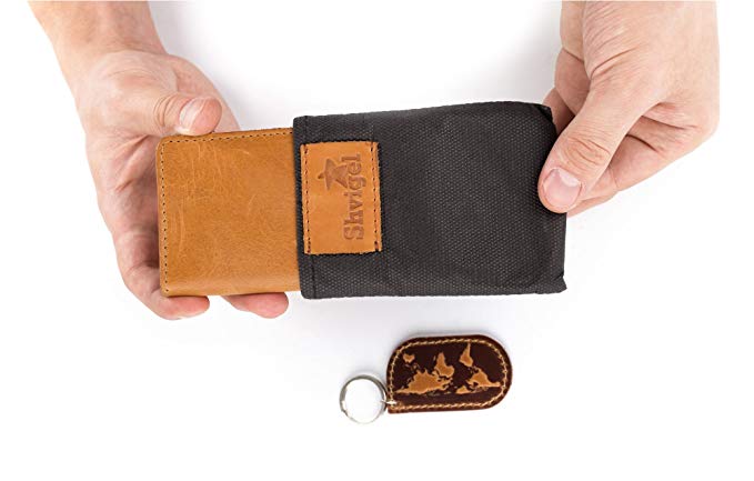 Leather Business Card Holder SHVIGEL 15300 Yellow Natural Leather for Cards