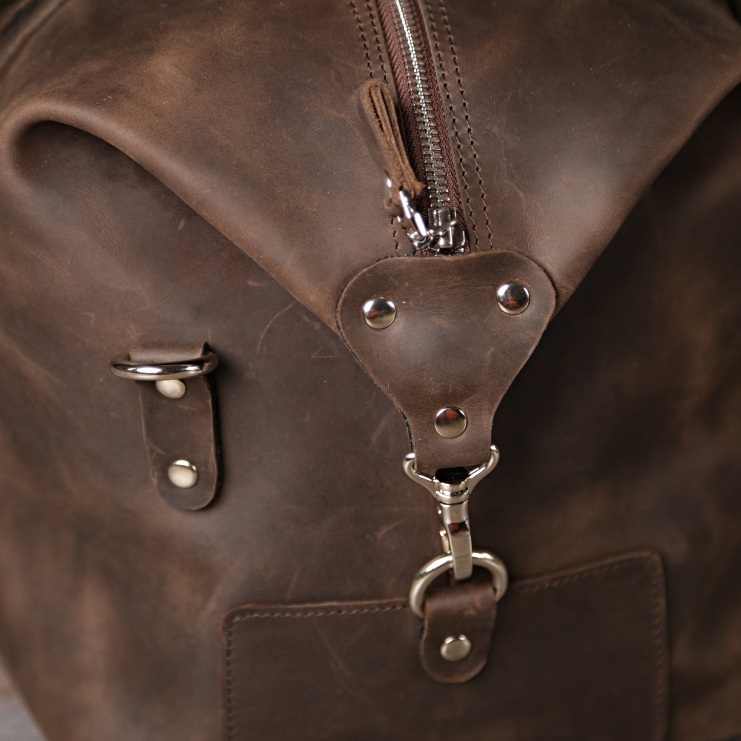 Travel Bag SHVIGEL 11019 Brown Natural Leather Handmade in Ukraine