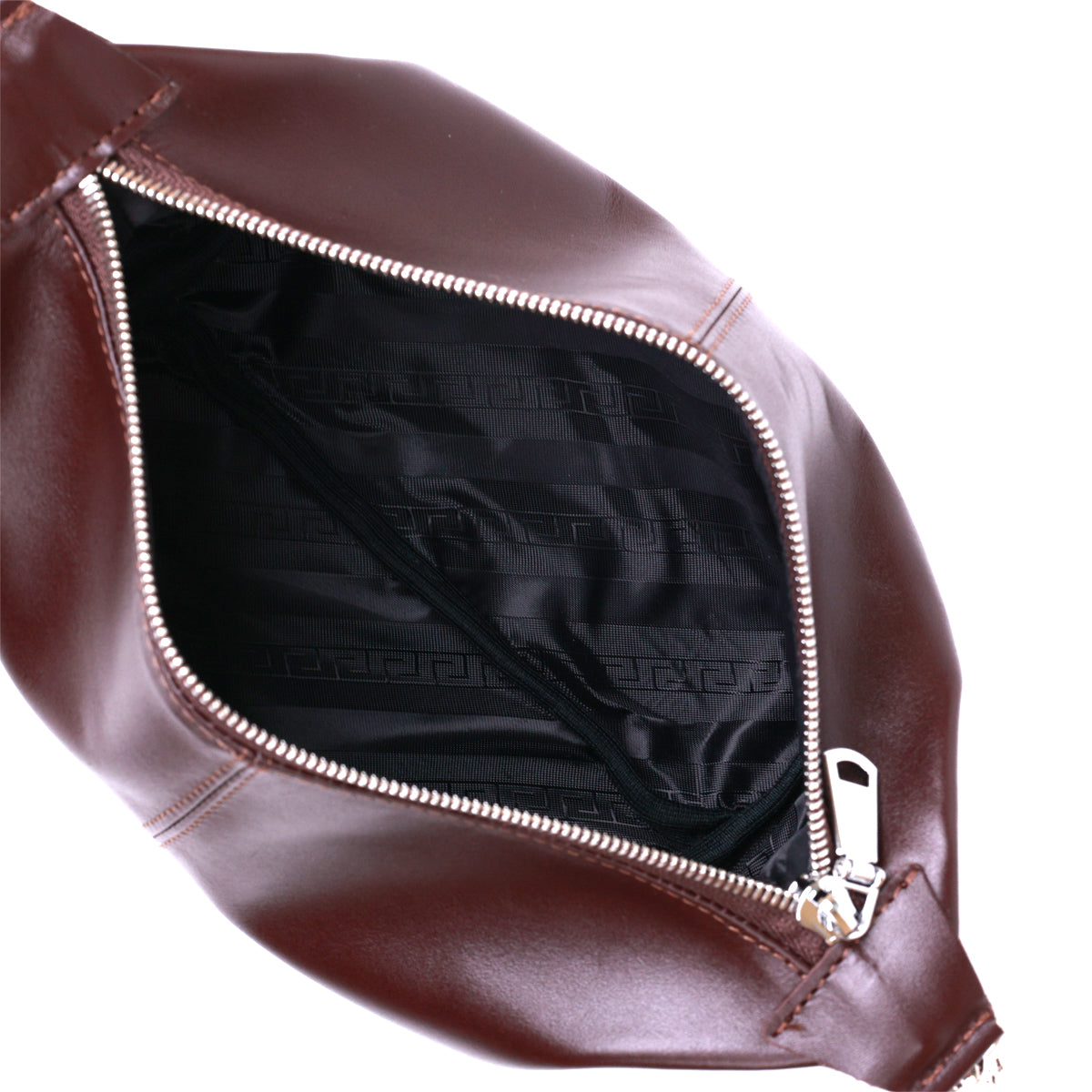 Glossy Leather Cosmetic Bag SHVIGEL 16407 Brown Genuine Leather Made in Ukraine