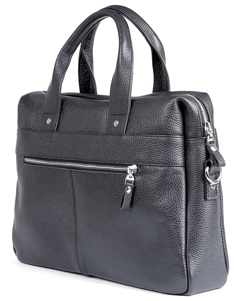 Leather Laptop Bag SHVIGEL 00975 Black, Made in Ukraine, Premium Natural Leather