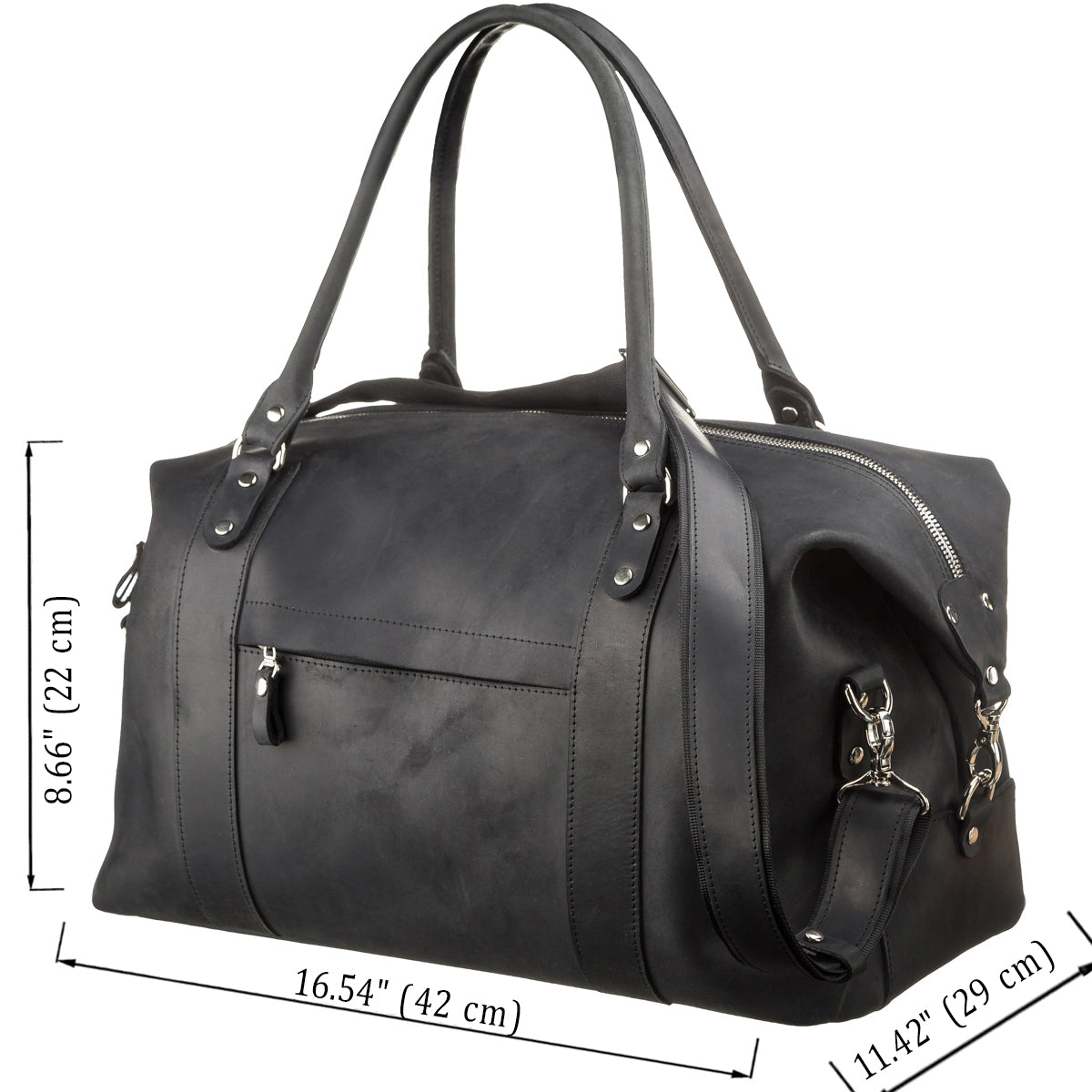 Travel Bag SHVIGEL 15302 Black Natural Leather Stylish Design Quality Craftsmanship