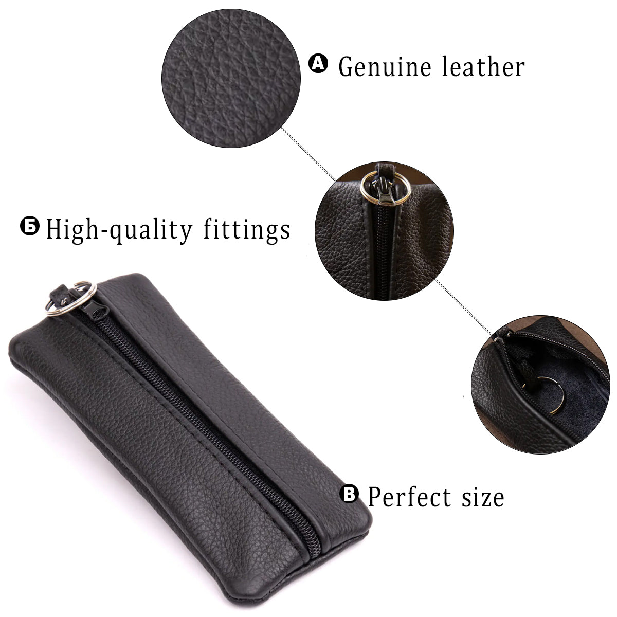 Spacious Black Leather Key Holder SHVIGEL 15310 - Durable Natural Leather for Keys