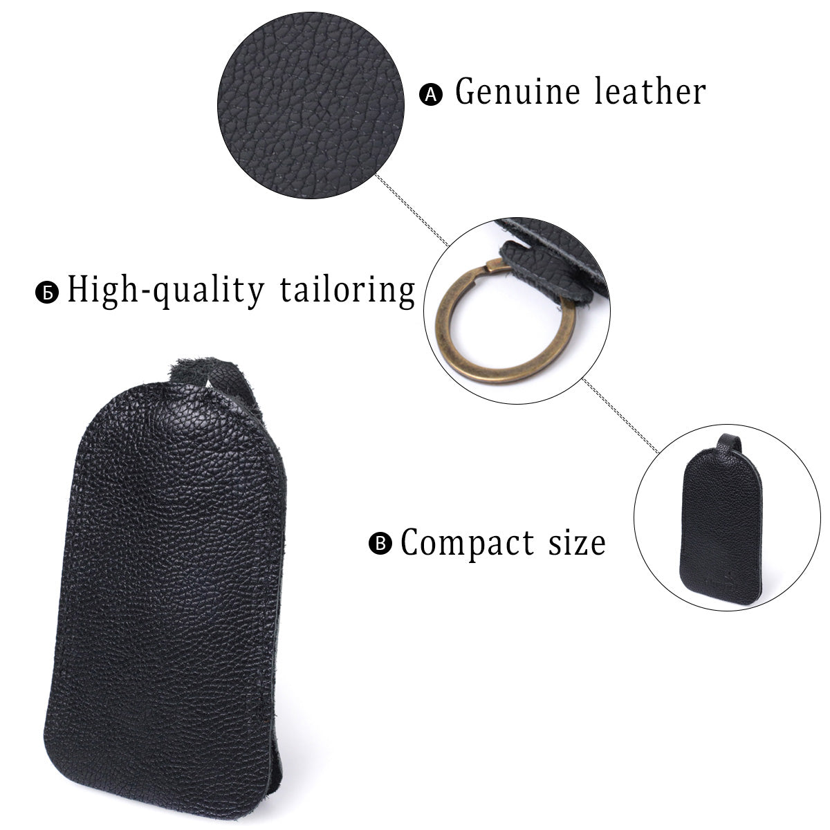 Leather Key Holder SHVIGEL 15313 Black Genuine Leather for Keys Made in Ukraine