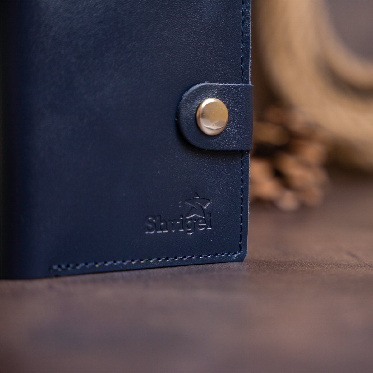 Vertical Men's Leather Wallet with Coin Pocket SHVIGEL 16224 Blue - Genuine Leather from Ukraine