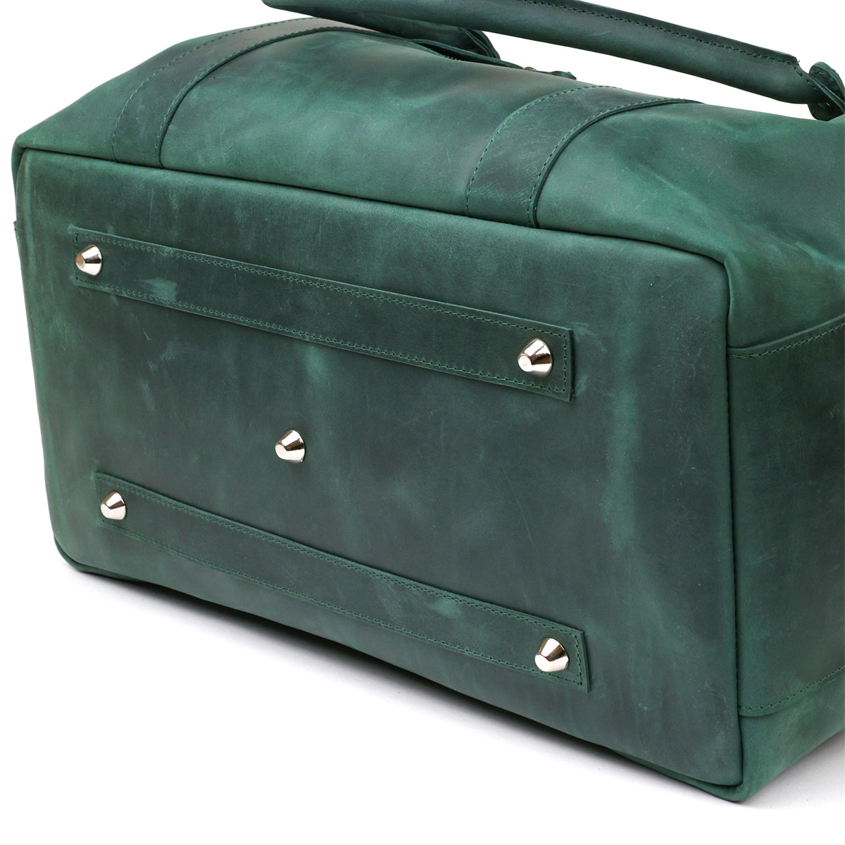 Travel Bag SHVIGEL 11128 Green Natural Leather Durable Design from Ukraine