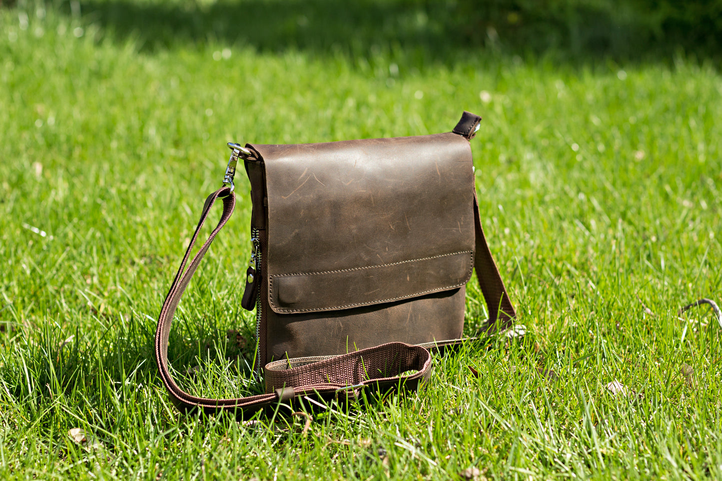 Leather Bag SHVIGEL 00999 Brown Natural Leather Handmade in Ukraine