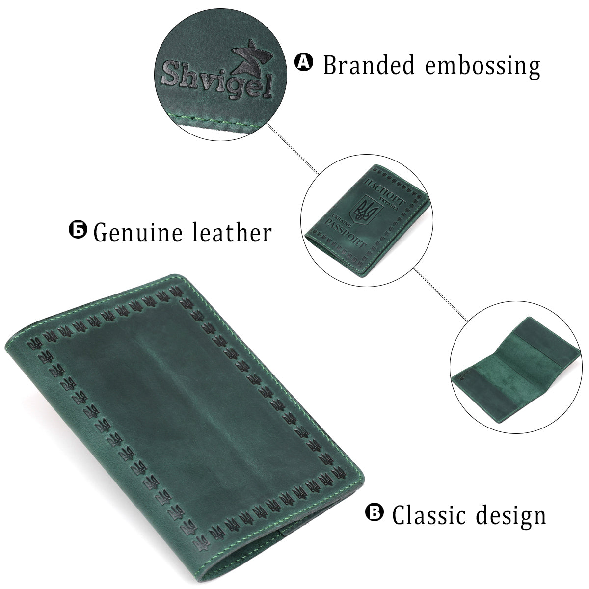 Genuine Leather Passport Cover SHVIGEL 16134 - High-Quality Ukrainian Design