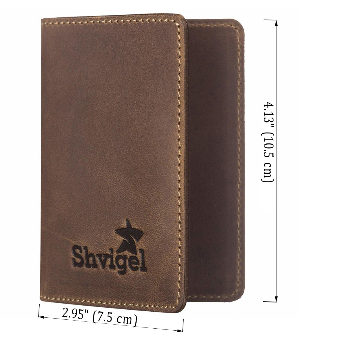 Leather Business Card Holder SHVIGEL 16146 Brown Premium Natural Leather