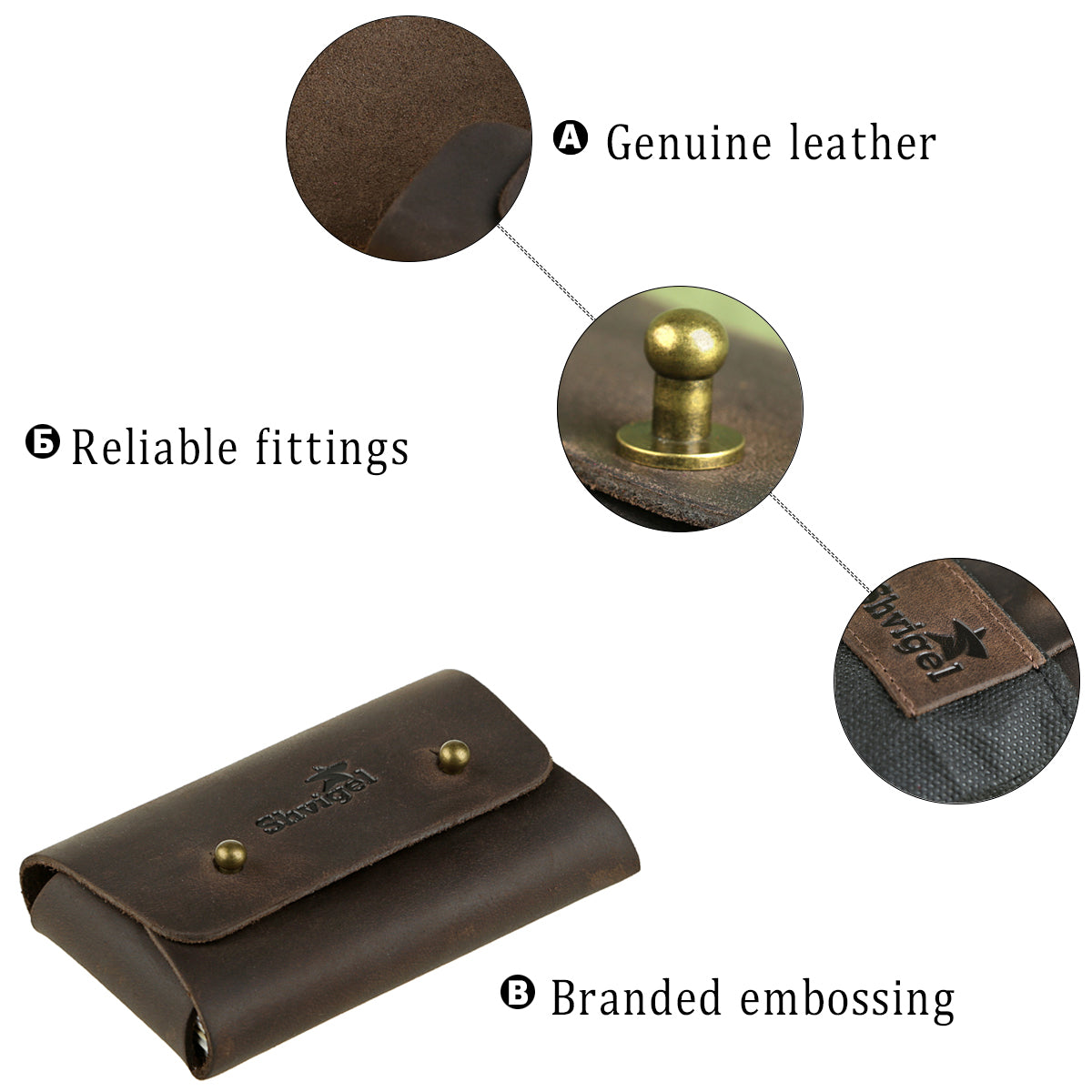 Business Card Holder SHVIGEL 16160 Brown Genuine Leather for Business Cards