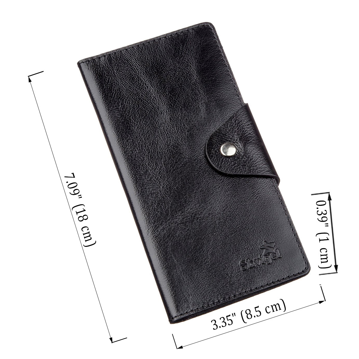 Vertical Men's Wallet SHVIGEL 16173 Black Alkor Leather with Snap Closure