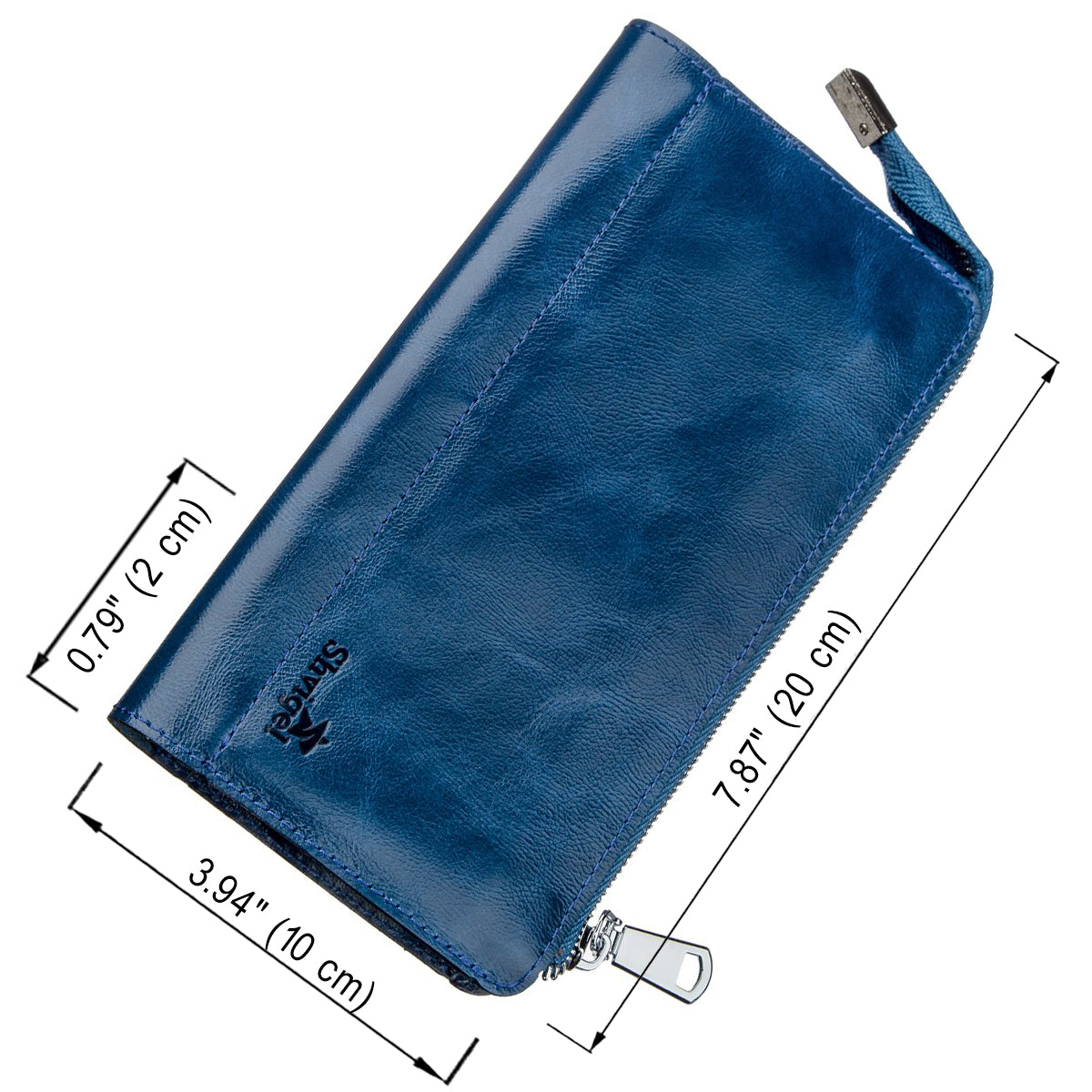Unisex Leather Clutch SHVIGEL 16183 Blue Natural Leather Premium Quality