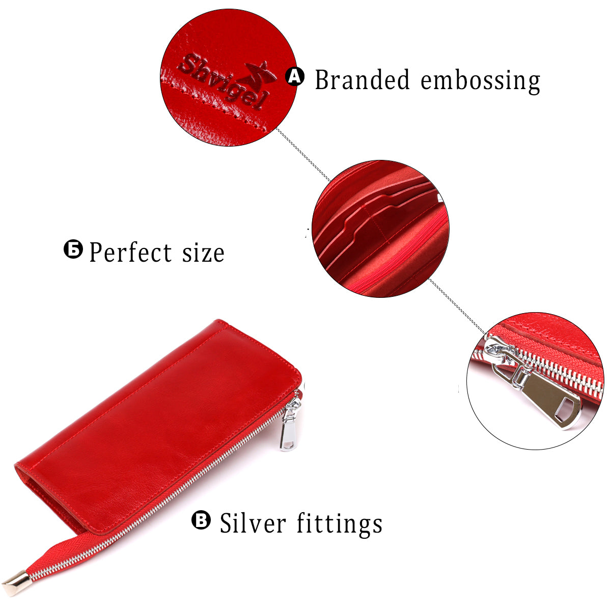 Bright Red Leather Clutch for Women by SHVIGEL Model 16185 Made in Ukraine Natural Leather