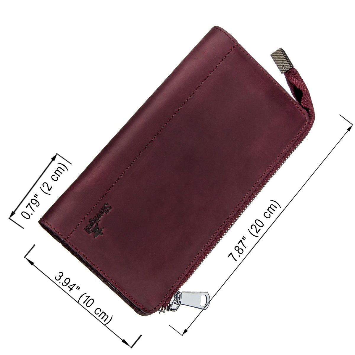 Unisex Vintage Leather Clutch by SHVIGEL 16187 in Burgundy - Natural Leather, Ukraine