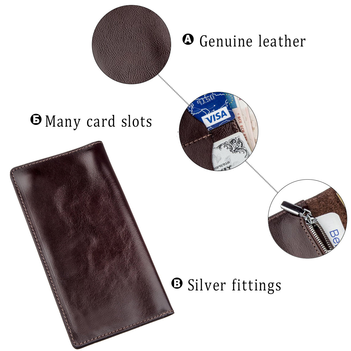 Men's Vertical Wallet SHVIGEL 16193 Brown Genuine Leather with Two Buttons from Ukraine
