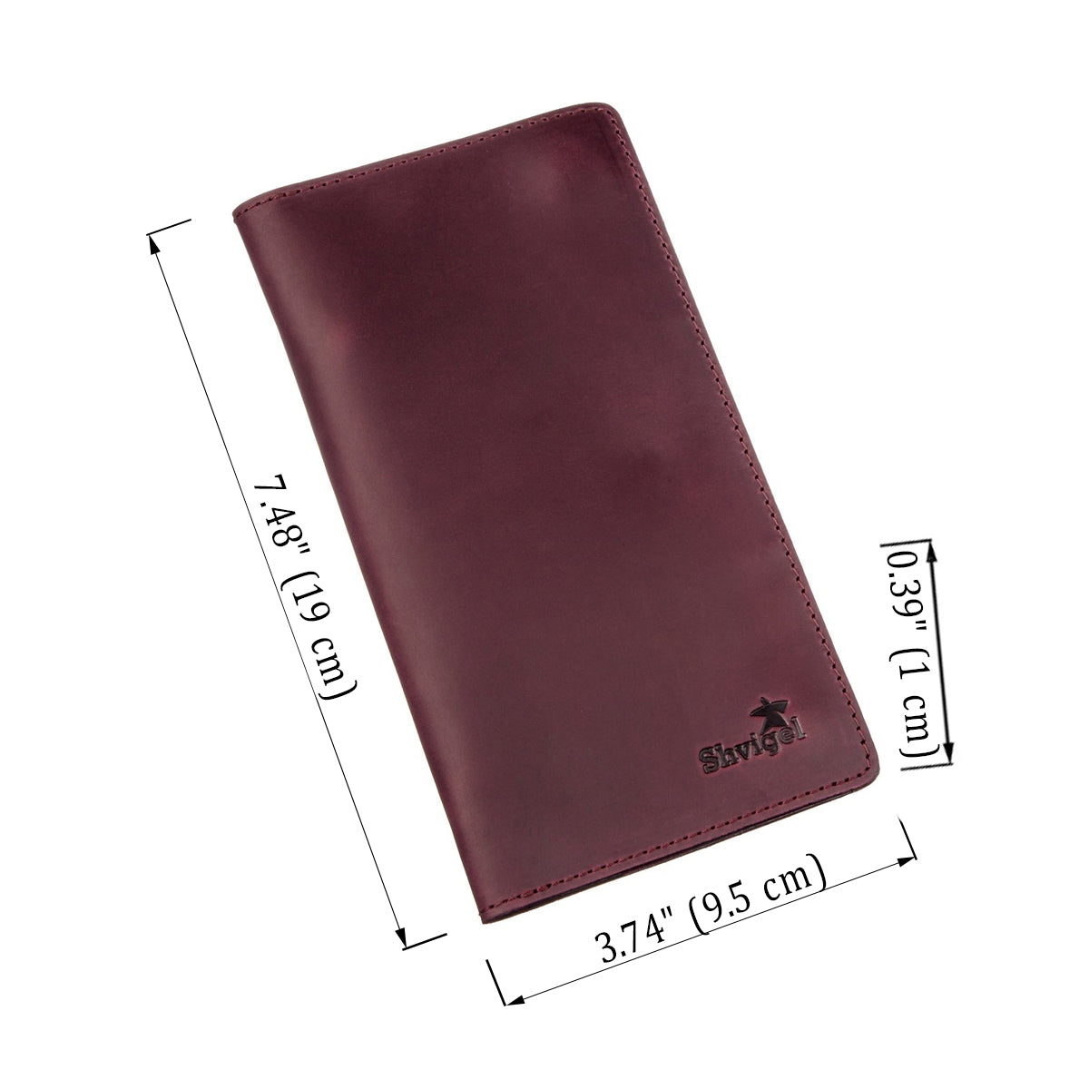 Women's Leather Wallet with Snap Closure SHVIGEL 16196 Mat Finish Burgundy, Made in Ukraine