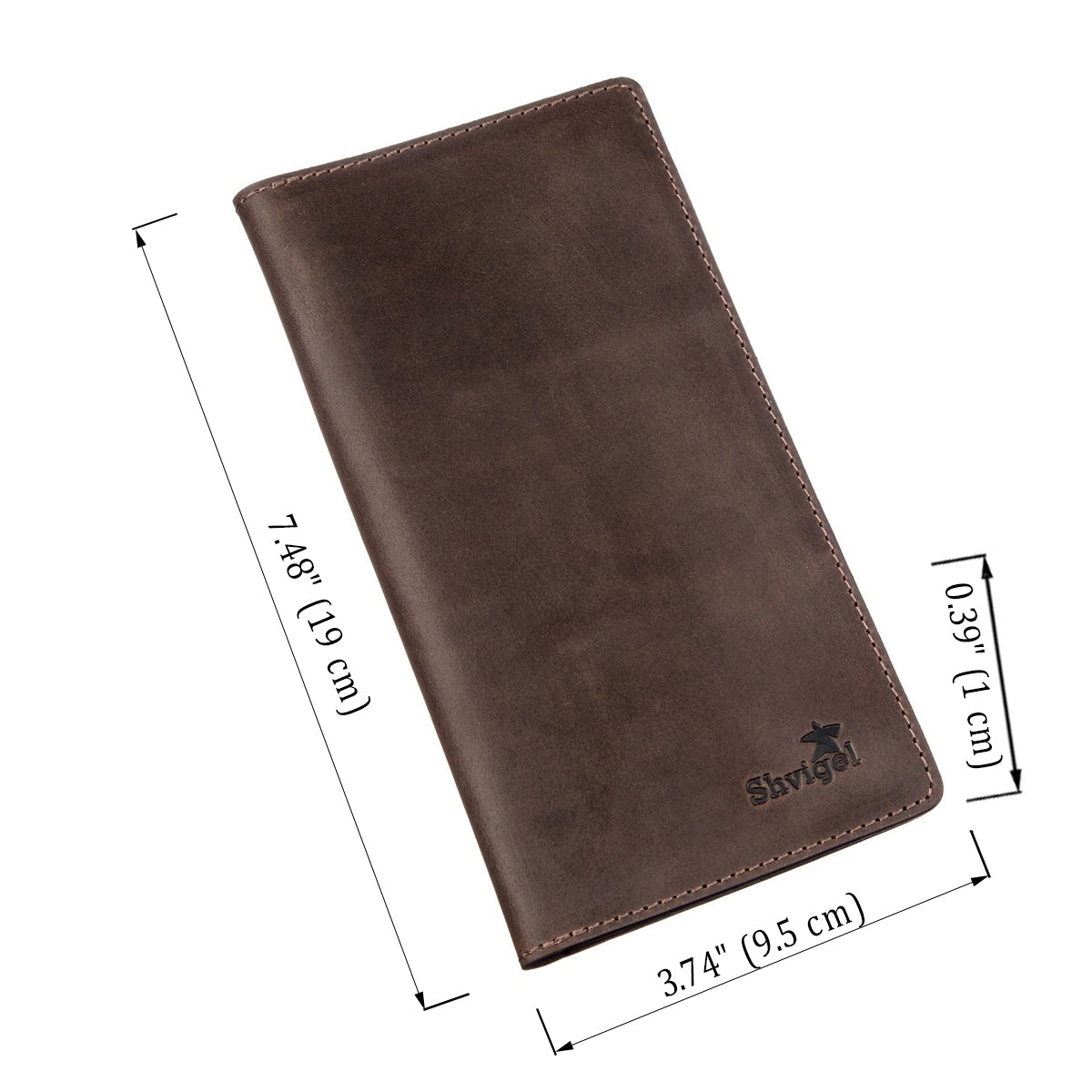 Vertical Men's Wallet SHVIGEL 16198 Brown Matte Genuine Leather Made in Ukraine