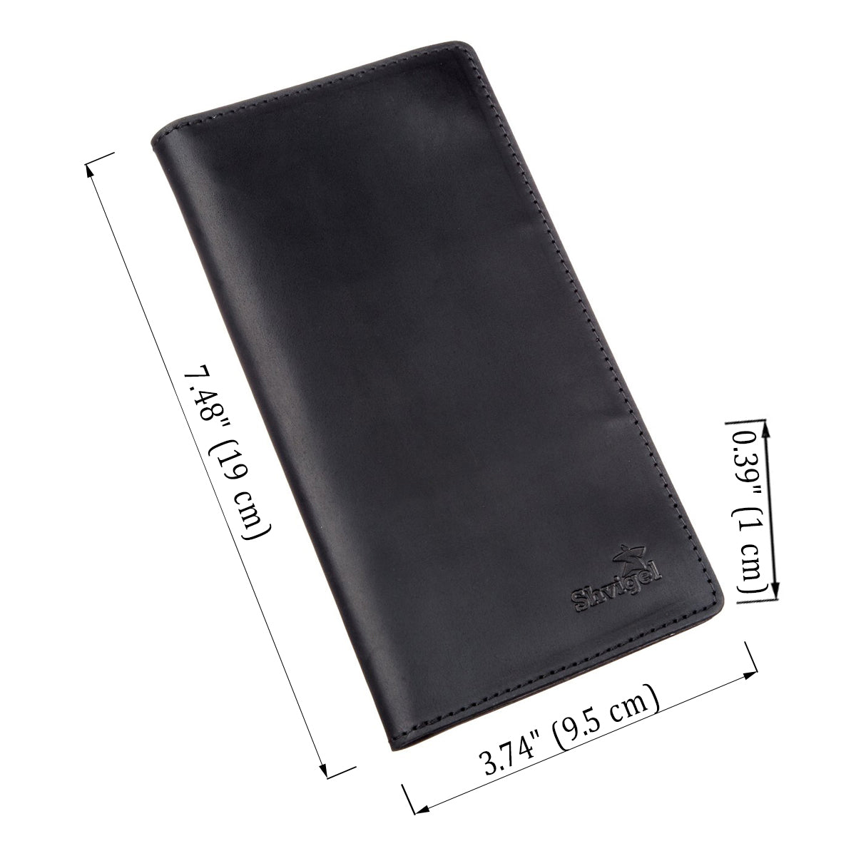 Men's Vertical Wallet SHVIGEL 16200 Vintage Leather Black Natural Skin