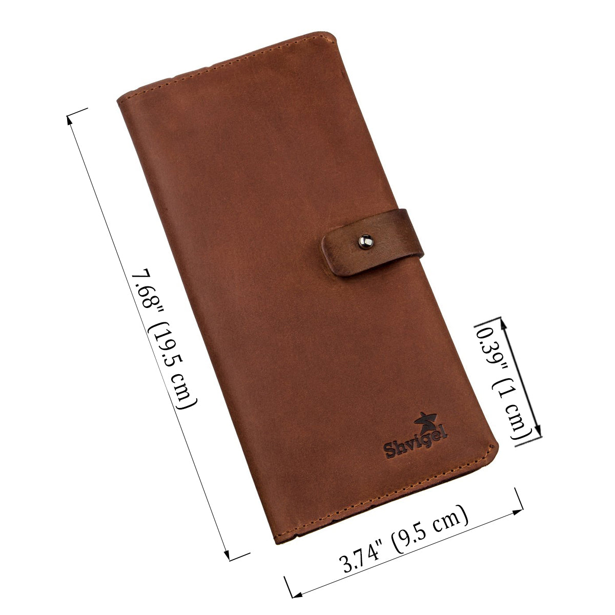 Men's Vintage Leather Wallet SHVIGEL 16208 Brown Genuine Leather Design