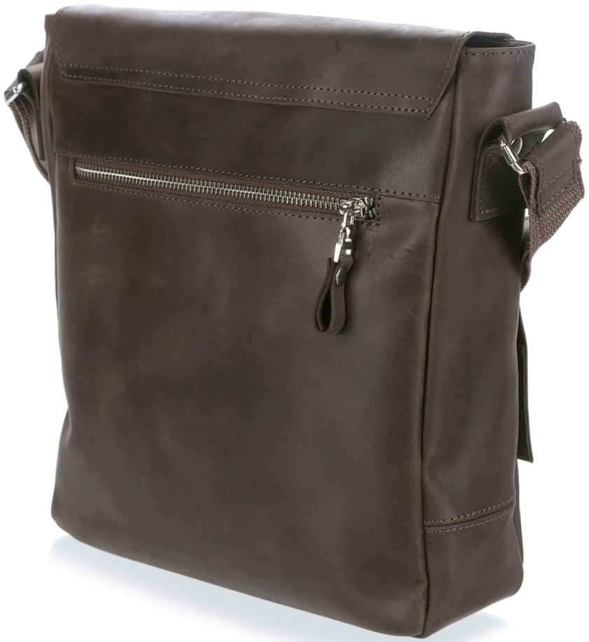 Messenger Bag SHVIGEL 00886 Brown Genuine Leather Handmade in Ukraine
