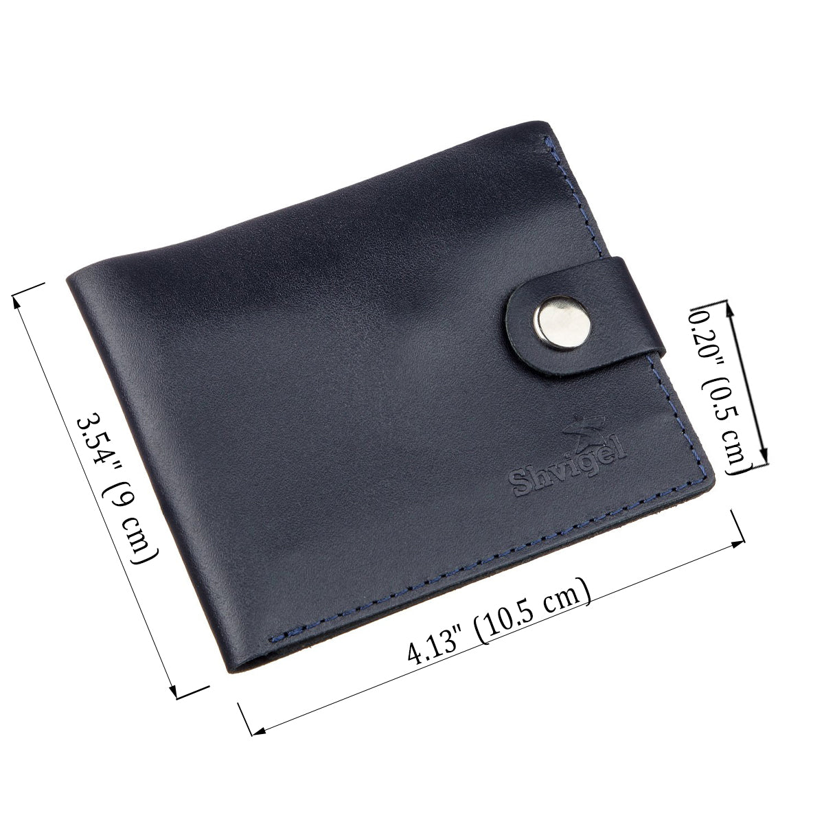 Men's Leather Wallet with Coin Pocket SHVIGEL 16212 Blue - Genuine Leather, Ukraine Made