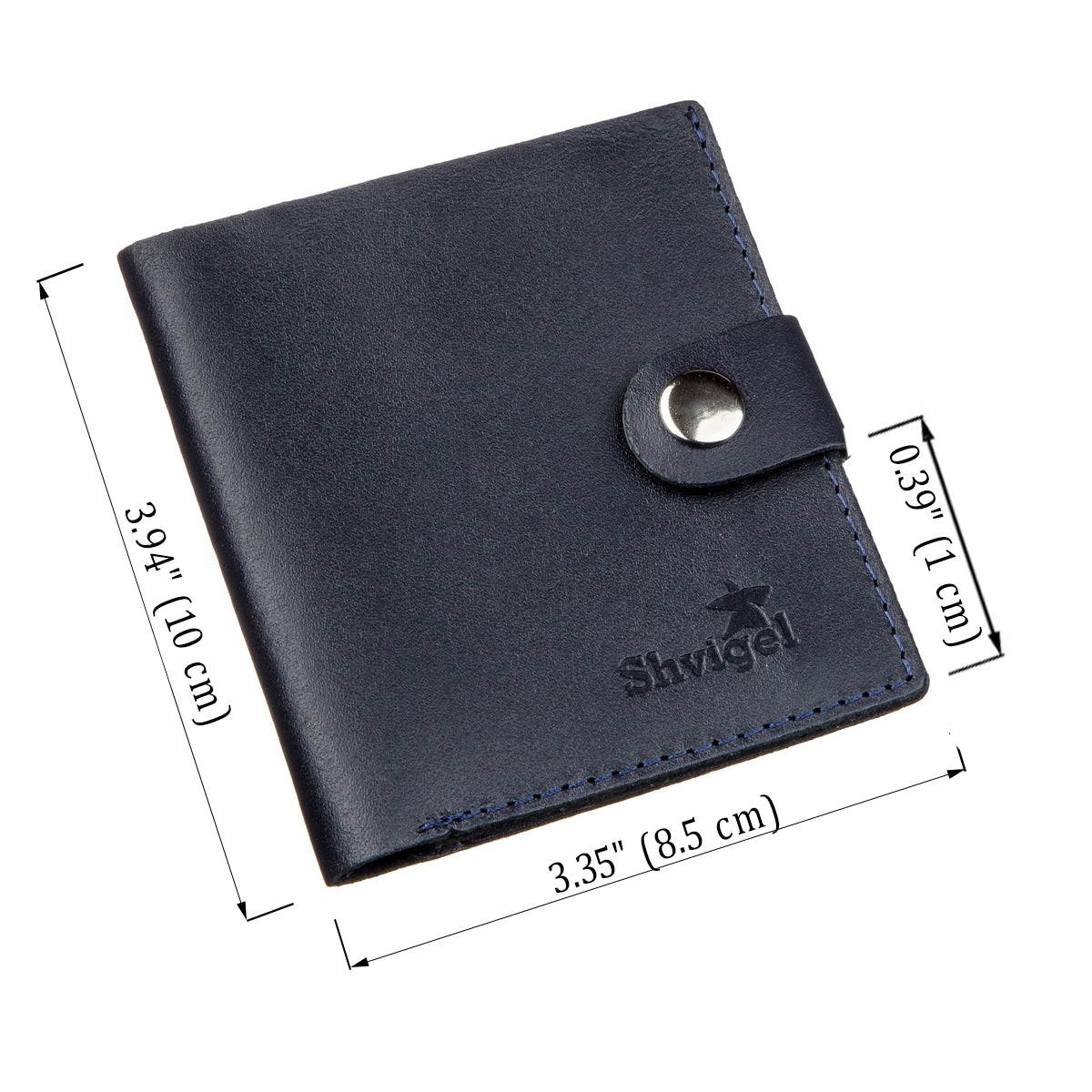 Vertical Men's Leather Wallet SHVIGEL 16220 Blue Natural Leather Made in Ukraine
