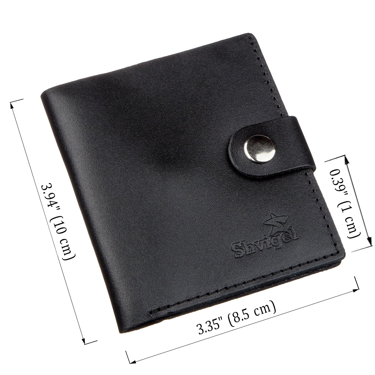 Vertical Men's Leather Wallet with Coin Pocket SHVIGEL 16221 Black - Genuine Leather from Ukraine