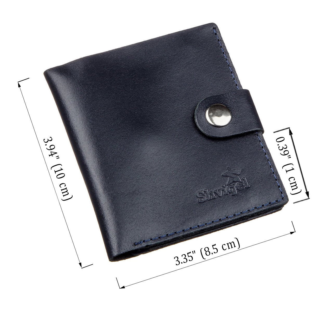 Vertical Men's Leather Wallet with Coin Pocket SHVIGEL 16224 Blue - Genuine Leather from Ukraine